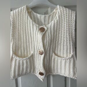 Women's Cream Knit Sweater Vest